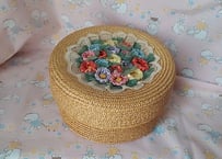 ストロー素材のブーケ💐編み小物入れ