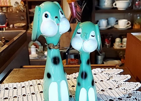 エメラルドグリーンと水玉✩.*˚ペアわんちゃん