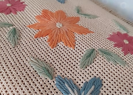 お花刺繍🌸エメラルドグリーンのソーイングBOX
