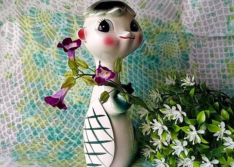 昭和レトロ　河童　花瓶　陶器　置物　レトロポップ お花みたいなお沙羅の河童陶器 | あんちーくKIDAN STORE