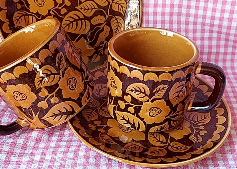 キャラメル色の花蝶🦋レトロカップ | あんちーくKIDAN STORE