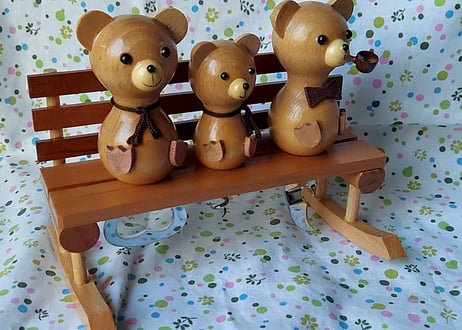 ベンチに座ったくまの親子🧸卓上セット