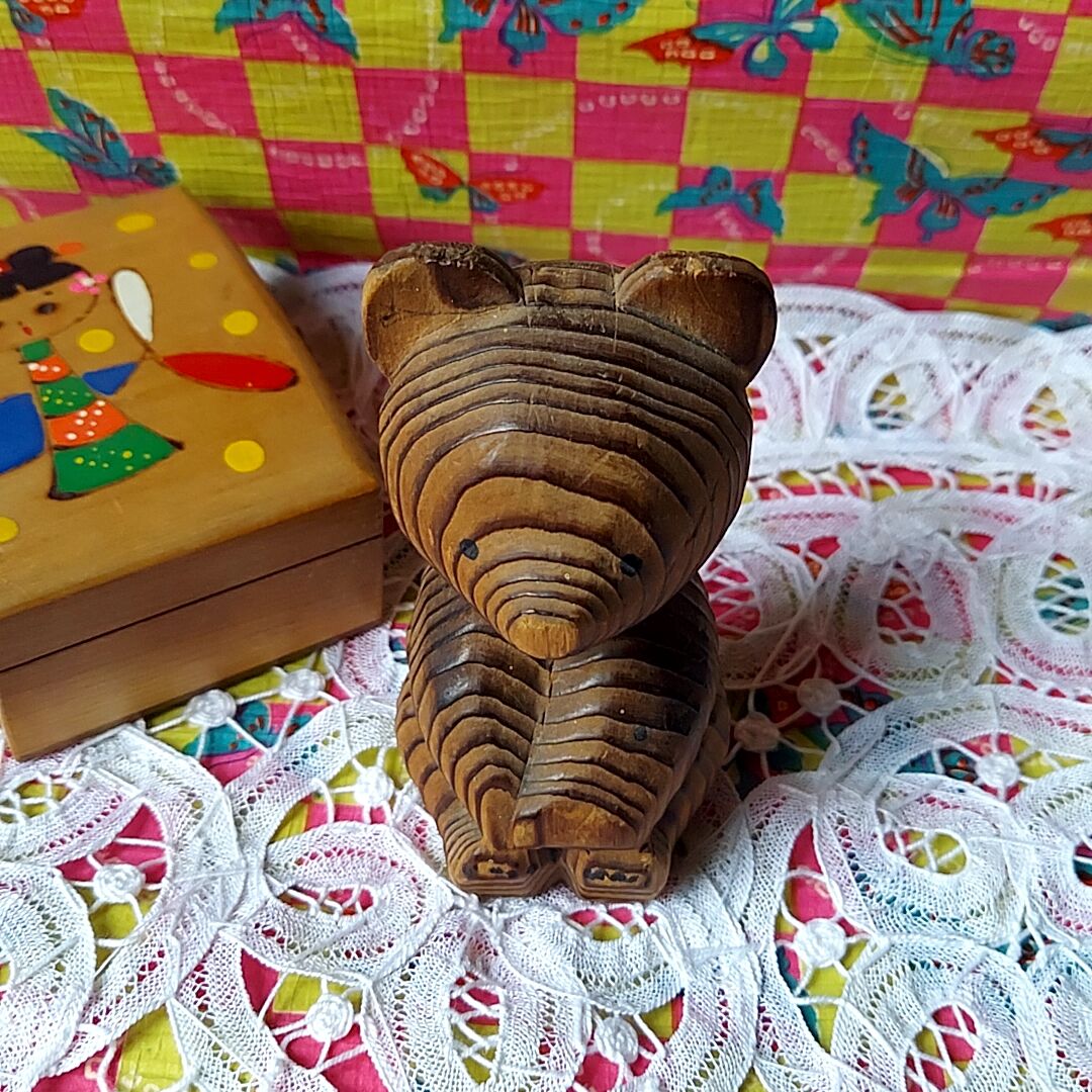 木彫熊ぼっこ　置物　北海道アイヌ　郷土玩具、どんころ熊やロイヤルペット、民藝好き 木彫熊ぼっこ 置物 北海道アイヌ 郷土玩具、どんころ熊や