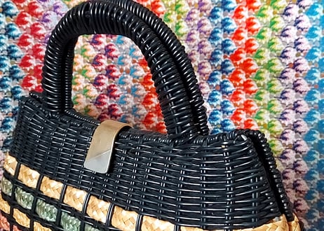 ビニールとラタンのVintageBAG