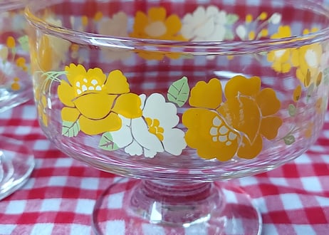佐々木ガラス・黄色のお花のデザートカップ