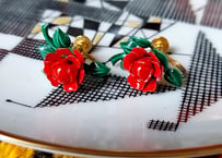 1960′s✨エナメル小薔薇のVintageイヤリング