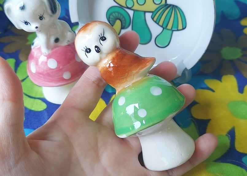 きのことフクロウ🦉陶器の置物 | あんちーくKIDAN STORE
