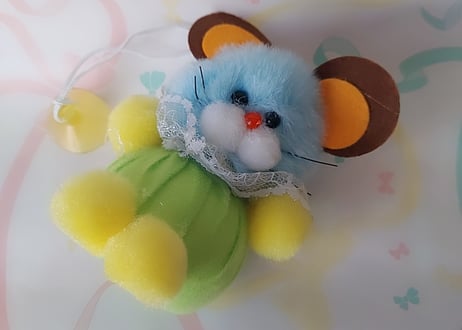 Fancy🐭🌼吸盤付きネズミのマスコット ブルー