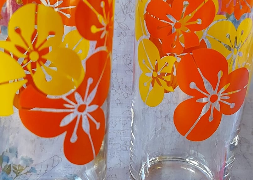佐々木ガラス・オレンジイエロー🧡花柄ストレートグラス | あんちーく