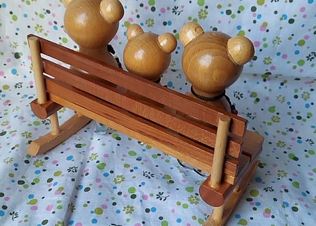 ベンチに座ったくまの親子🧸卓上セット