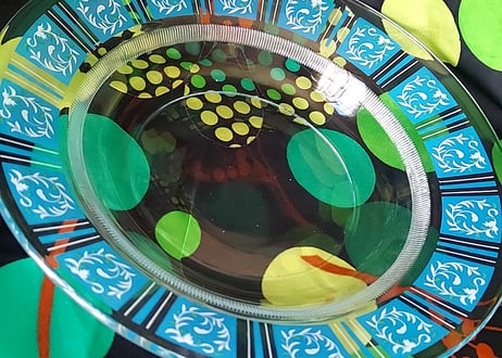 アデリア・草花柄の硝子の深皿