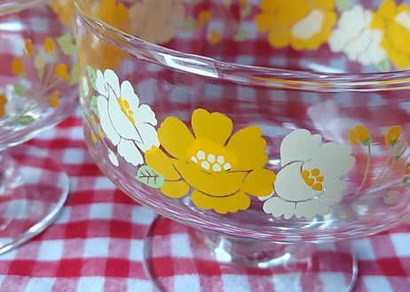 佐々木ガラス・黄色のお花のデザートカップ