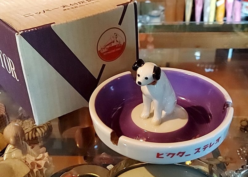 Victor ビクター犬　灰皿セット ビクター犬 Victor ニッパー君 チューリップ型灰皿