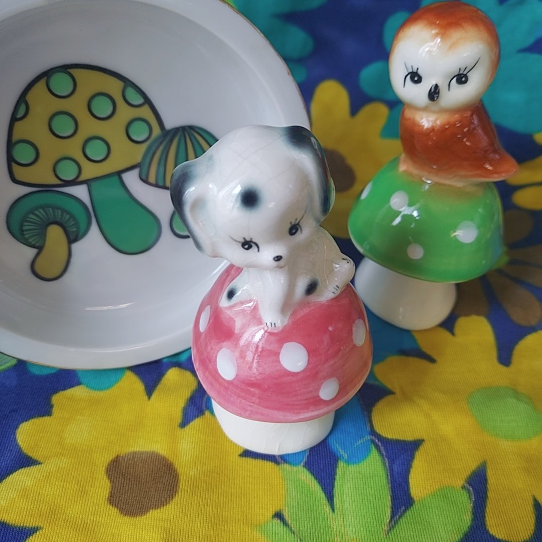 きのことダルメシアン🍄陶器の置物 | あんちーくKIDAN STORE