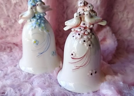 勿忘草と文鳥✩.*˚ハンドベル  ピンク