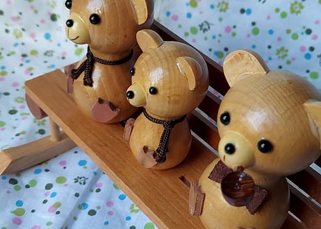 ベンチに座ったくまの親子🧸卓上セット