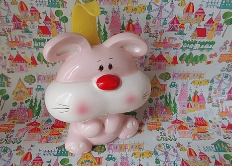 Fancy🩷ᩚうさぎの陶器、靴べら入れ ピンク