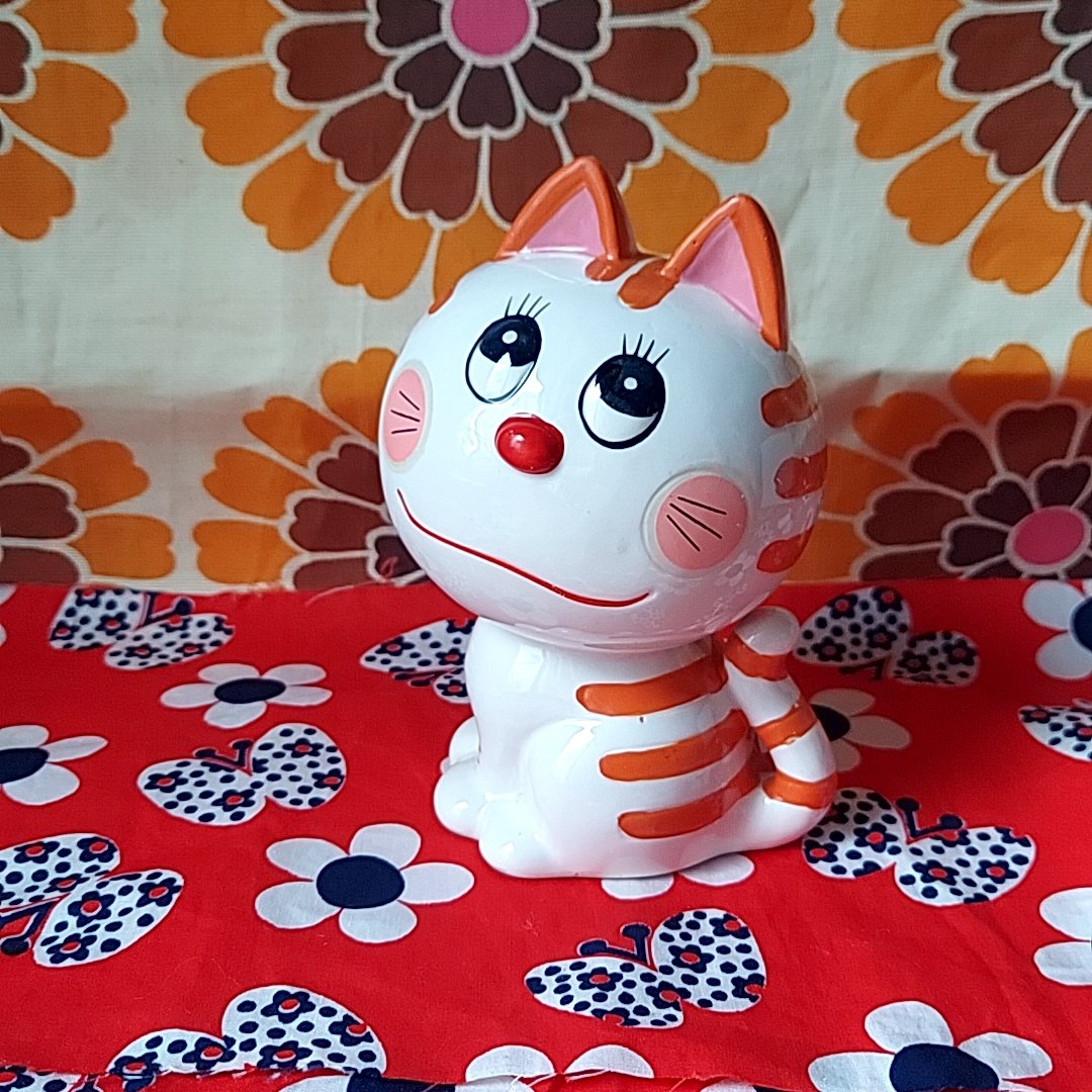 内藤ルネ　JON 大　陶器　貯金箱 内藤ルネ・猫の陶器🐈‍⬛ ͗貯金箱 | あんちーくKIDAN STORE