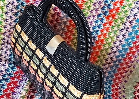 ビニールとラタンのVintageBAG