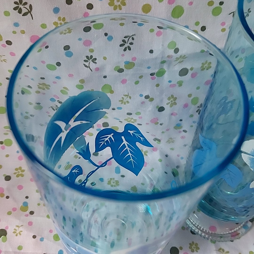 アデリア・朝顔のブルー脚付きグラス | あんちーくKIDAN STORE