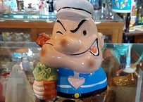 ポパイの陶器貯金箱 ブルー