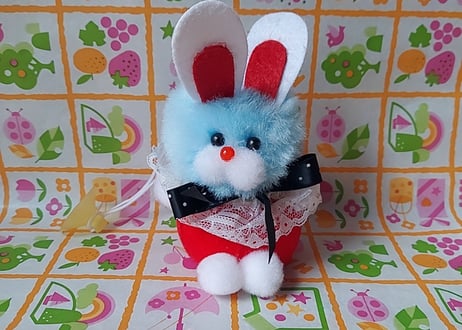 Fancy🐰🌼*･吸盤付きうさぎのマスコット ブルー