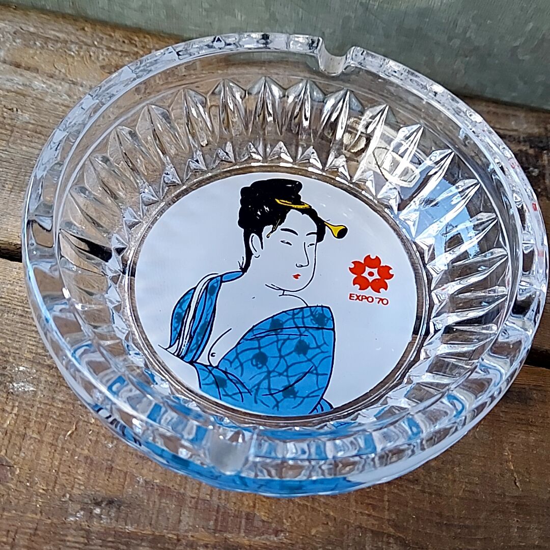 70s ガラス灰皿　大　vintage original