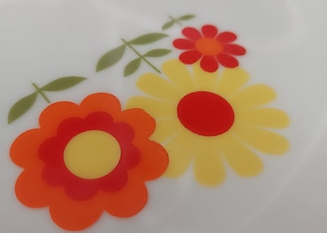 お花ポップな陶器のプレート