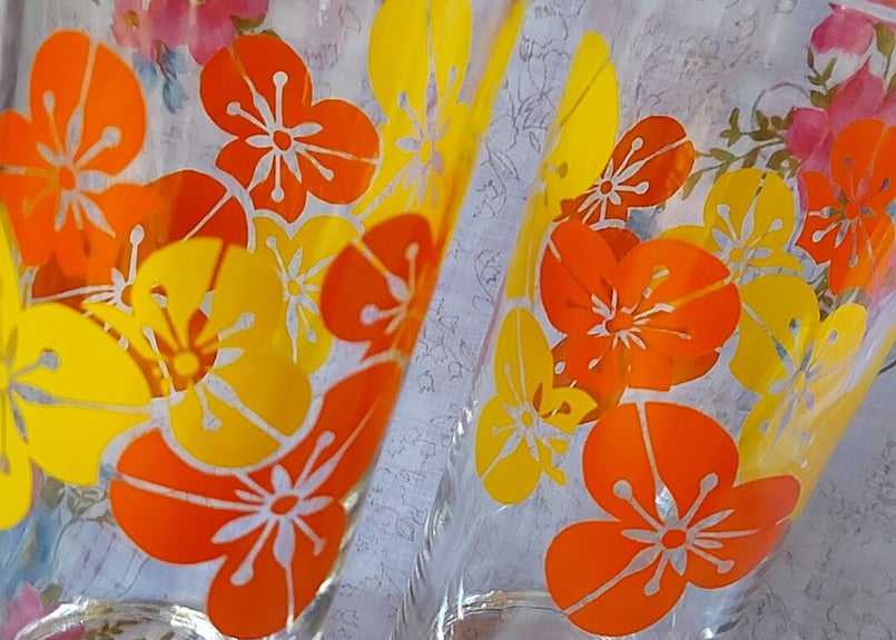 佐々木ガラス・オレンジイエロー🧡花柄ストレートグラス | あん