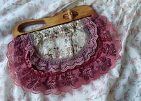 1970年代🌹ボルドーレースのウッドハンドルbag