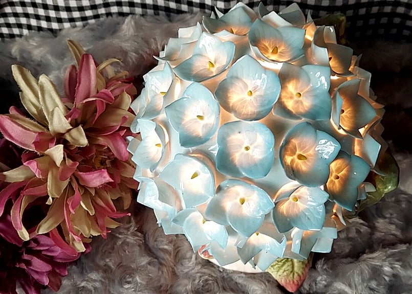 花柄陶器ランプ希少特大美品❣️ 陶器の紫陽花ランプ | あんちーくKIDAN STORE