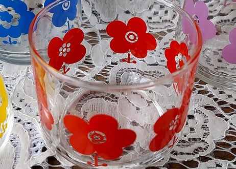 レトロポップフラワー✩.*˚冷茶グラス꙳★*ﾟ レッド