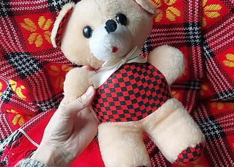 チェッカーフラッグ柄のくま🧸ぬいぐるみ
