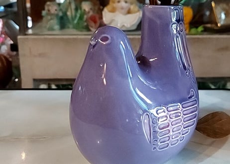 陶器製✩.*˚ぷっくり鳥モチーフ、フラワーベース
