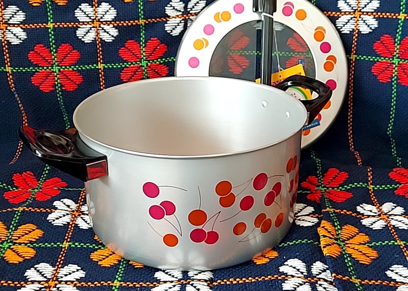 さくらんぼ柄🍒アルミの両手鍋 | あんちーくKIDAN STORE