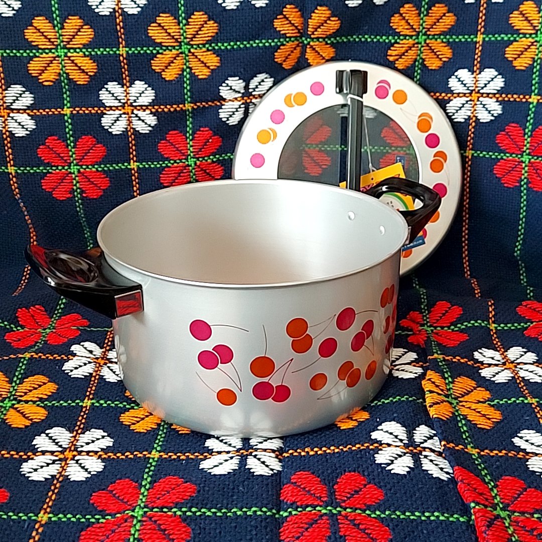 さくらんぼ柄🍒アルミの両手鍋 | あんちーくKIDAN STORE