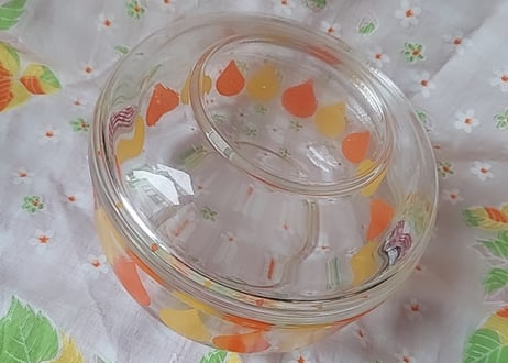 保谷硝子･雫型の蓋付き硝子ポット