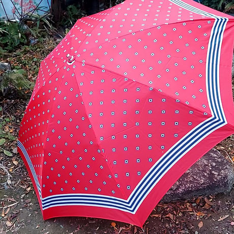 トリコカラーのダイヤとボーダー✩.*˚1970´s 折りたたみ傘