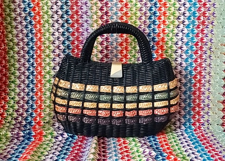 ビニールとラタンのVintageBAG