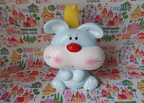 Fancy🩷ᩚうさぎの陶器、靴べら入れ ブルー