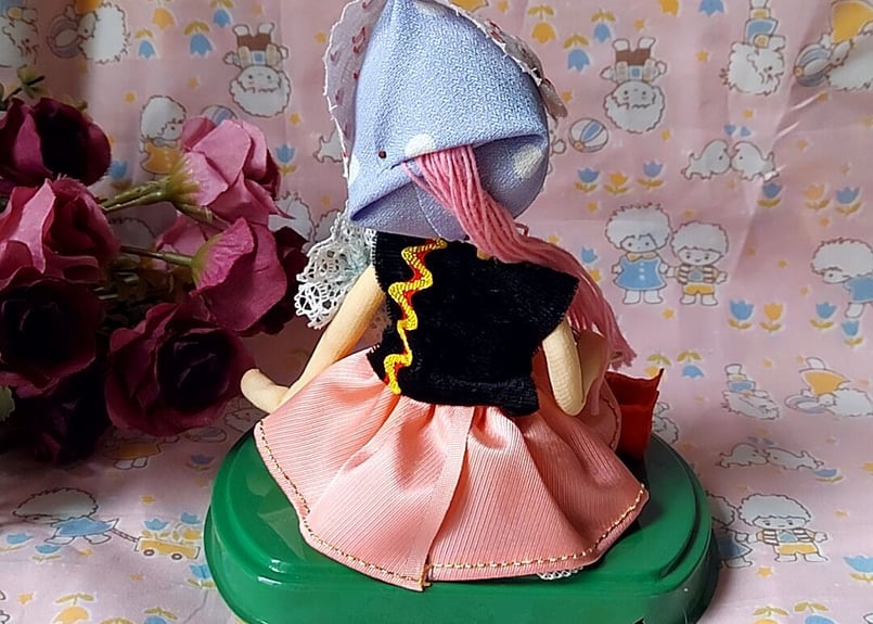 アンティーク帽子　布花　人形 ⚜️フランスアンティーク 1920年頃 ドール用 布花付き麦わらお