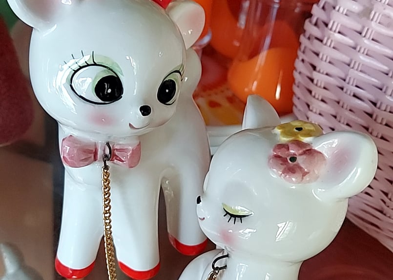 チェーン付きバンビのペア陶器 | あんちーくKIDAN STORE