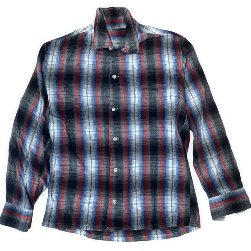 50s 60s BRENT Ombre Rayon Check shirt