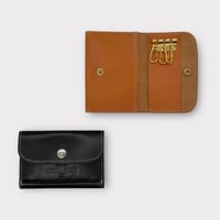 【SALE】ポケット付きレザーキーケース（ハンドメイド／コンパクト／小銭入れ／カードケース／在庫限り）
