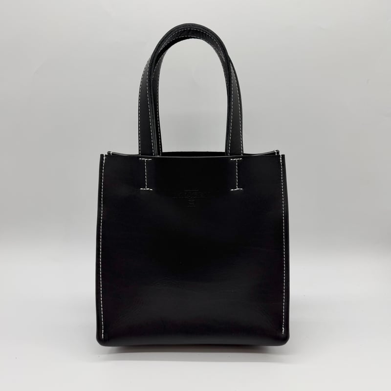 レザースクエアトートバッグ（ハンドメイド／ボックス型／マチ広め
