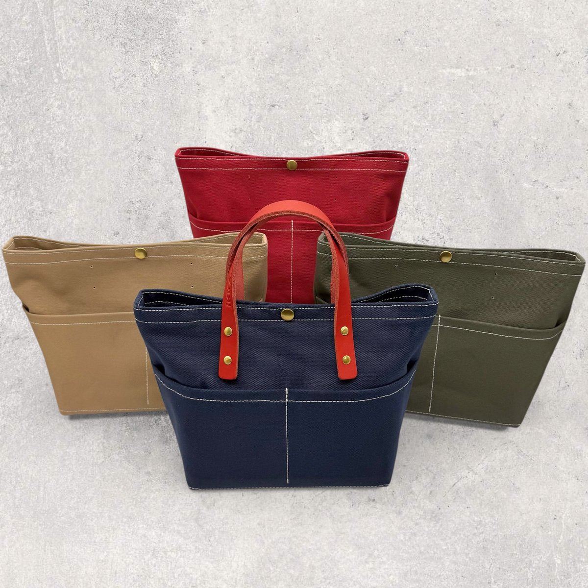 レザーハンドルが選べるキャンバストートバッグS（ハンドメイド／セミ