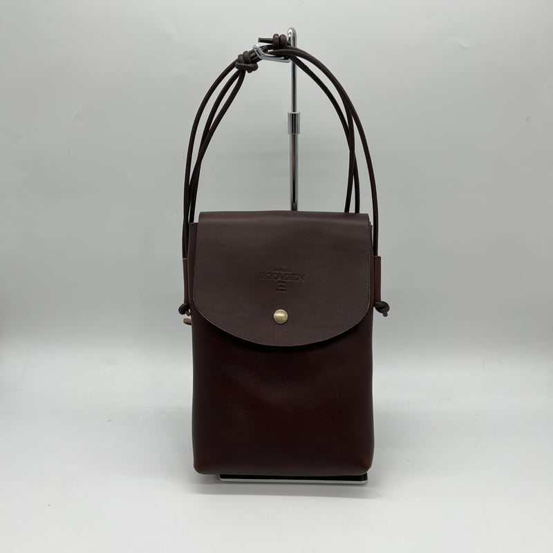 レザー縦長フラップポシェット（ハンドメイド／コンパクト／長財布