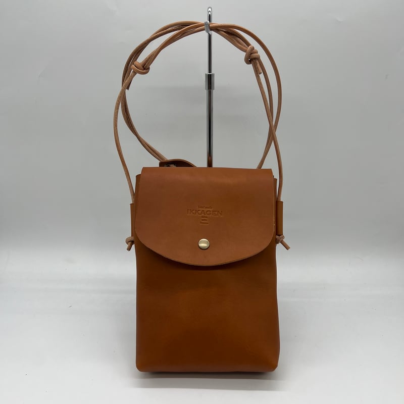 レザー縦長フラップポシェット（ハンドメイド／コンパクト／長財布