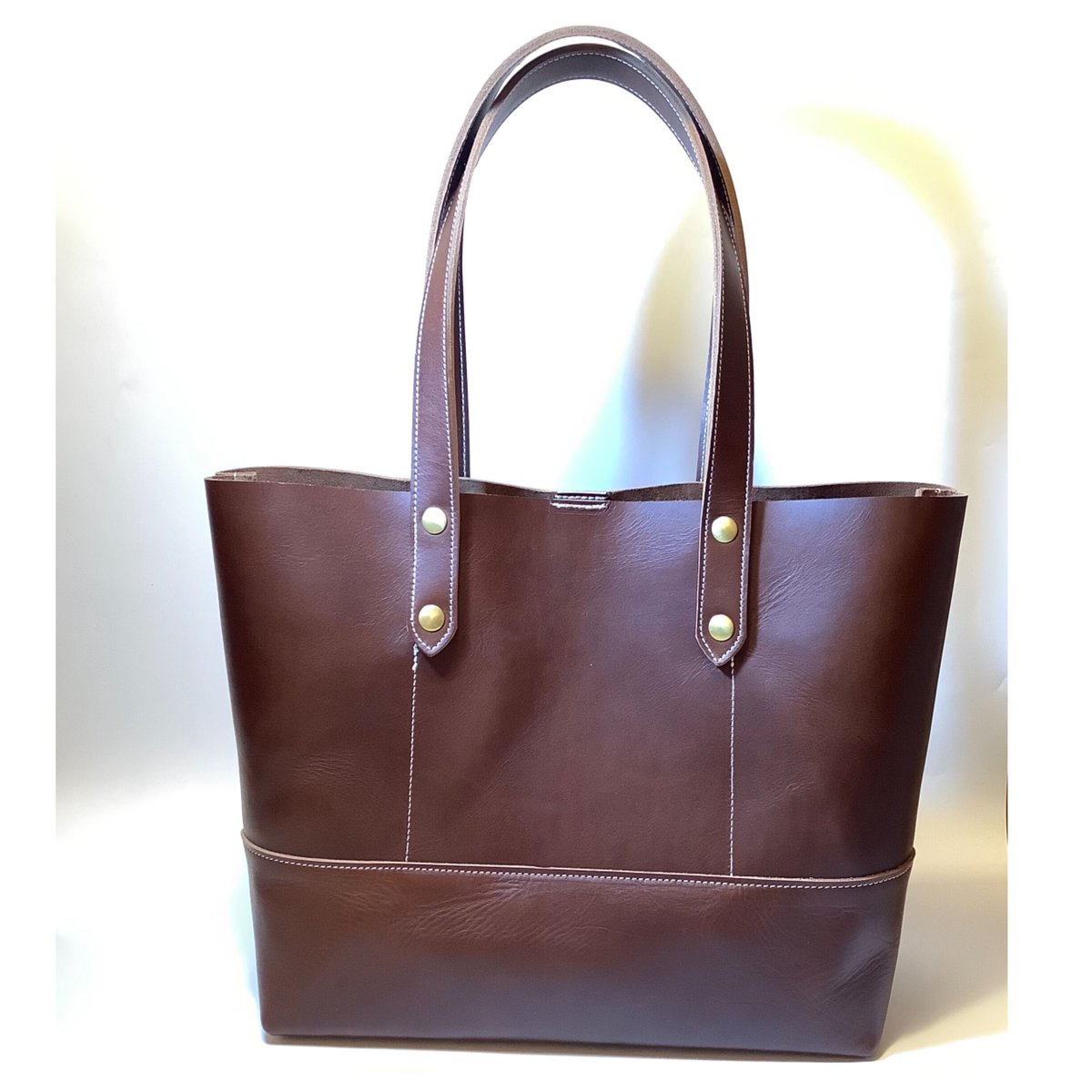 ダークブラウン ×ブラック切り替えレザー トートバッグ新品