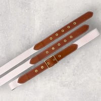 【レザー×コットン】ベルト：キャメル（ハンドメイド／３サイズ／レディース／メンズ）